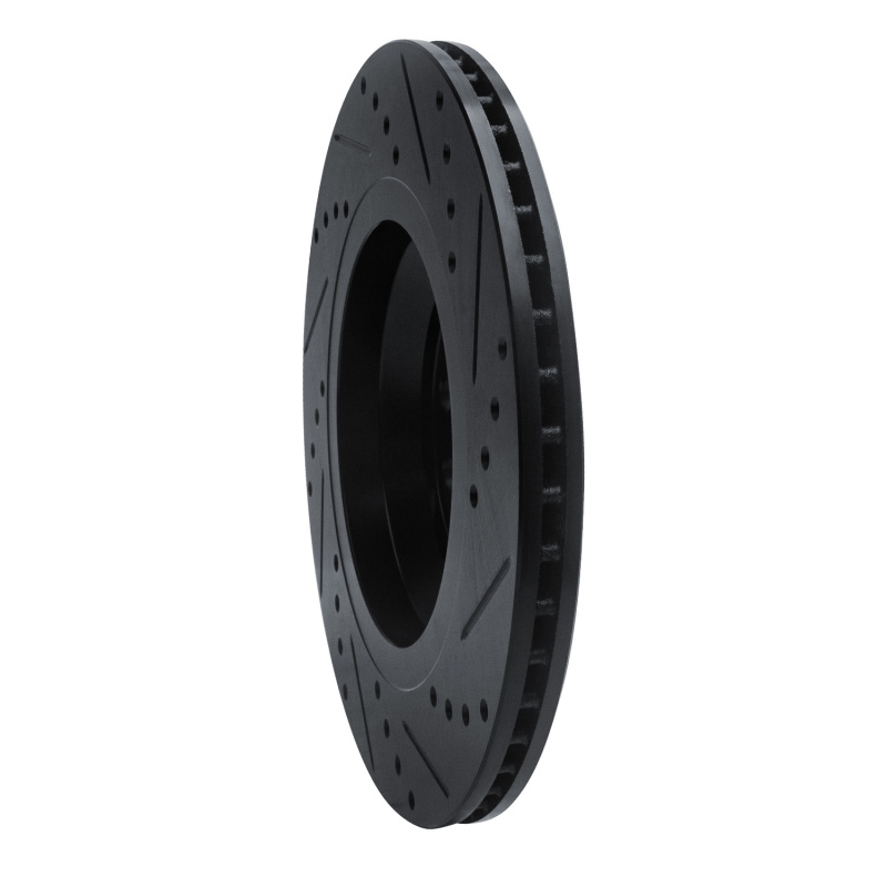 Audi S3 Brake Rotor (1) - Rear Left - R1 Concepts - Drilled & Slotted - Black - `06-`25